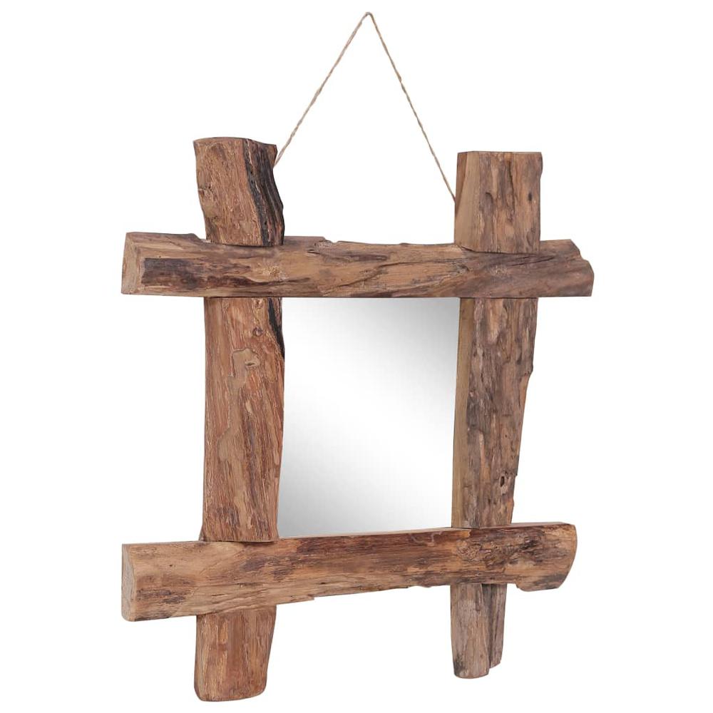 Log Mirror Natural 19.7"x19.7" Solid Reclaimed Wood. Picture 6