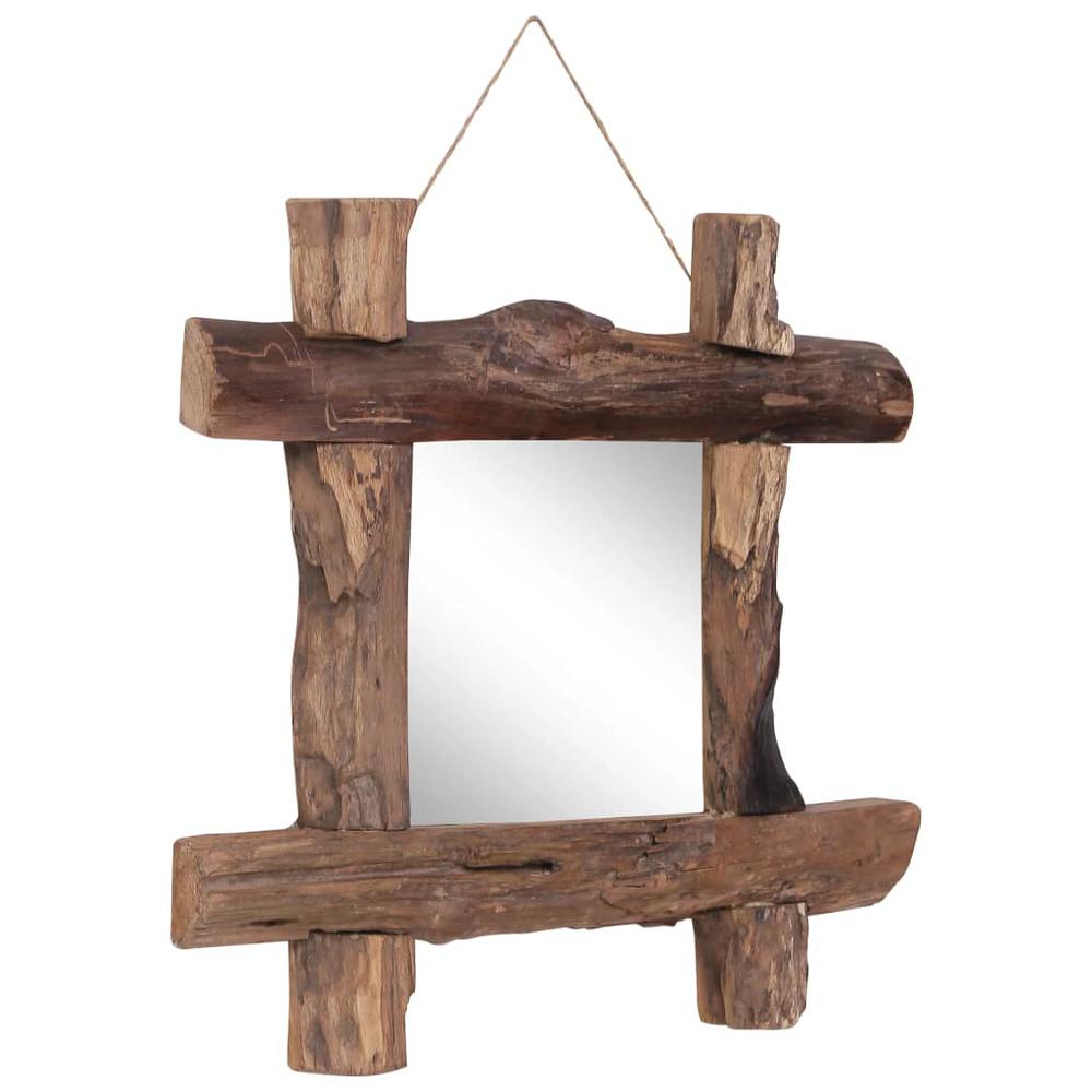 Log Mirror Natural 19.7"x19.7" Solid Reclaimed Wood. Picture 7