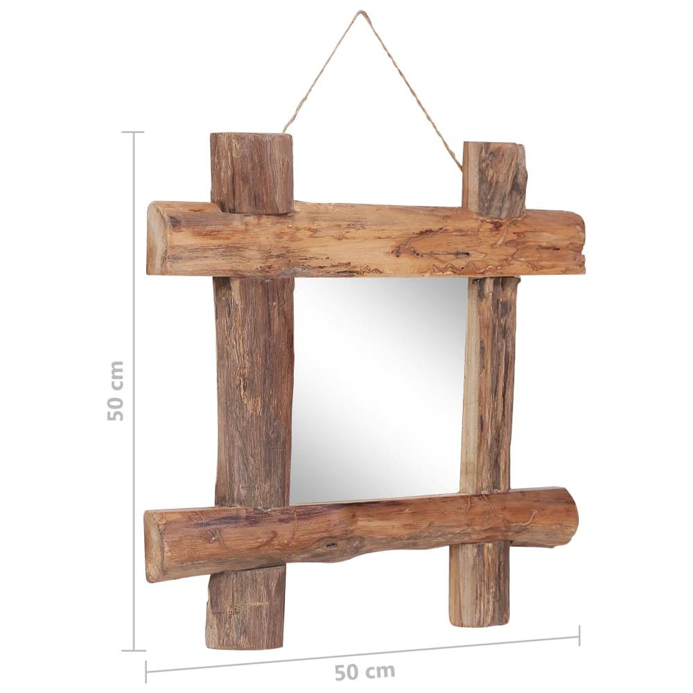 Log Mirror Natural 19.7"x19.7" Solid Reclaimed Wood. Picture 8