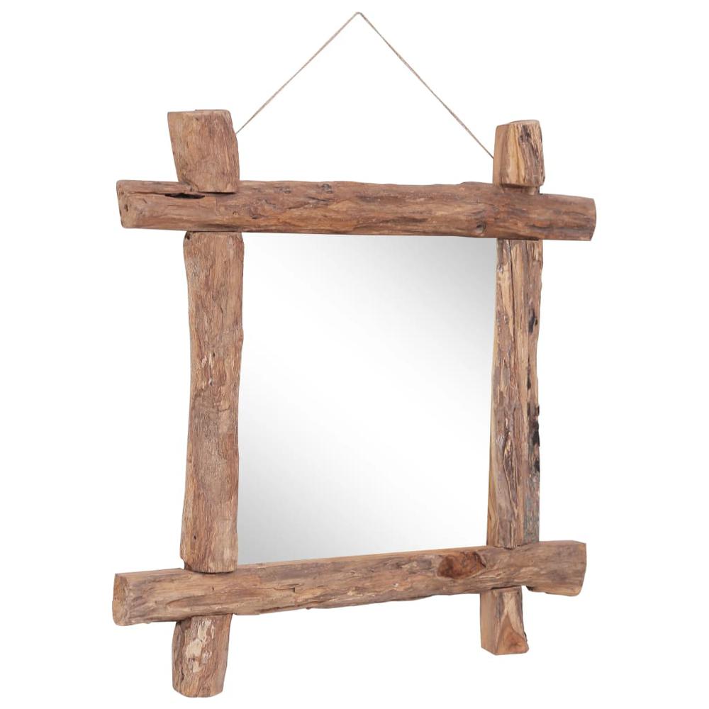 Log Mirror Natural 27.6"x27.6" Solid Reclaimed Wood. Picture 1