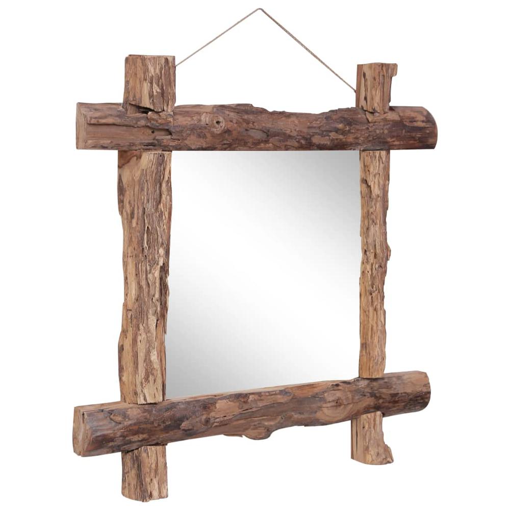 Log Mirror Natural 27.6"x27.6" Solid Reclaimed Wood. Picture 4
