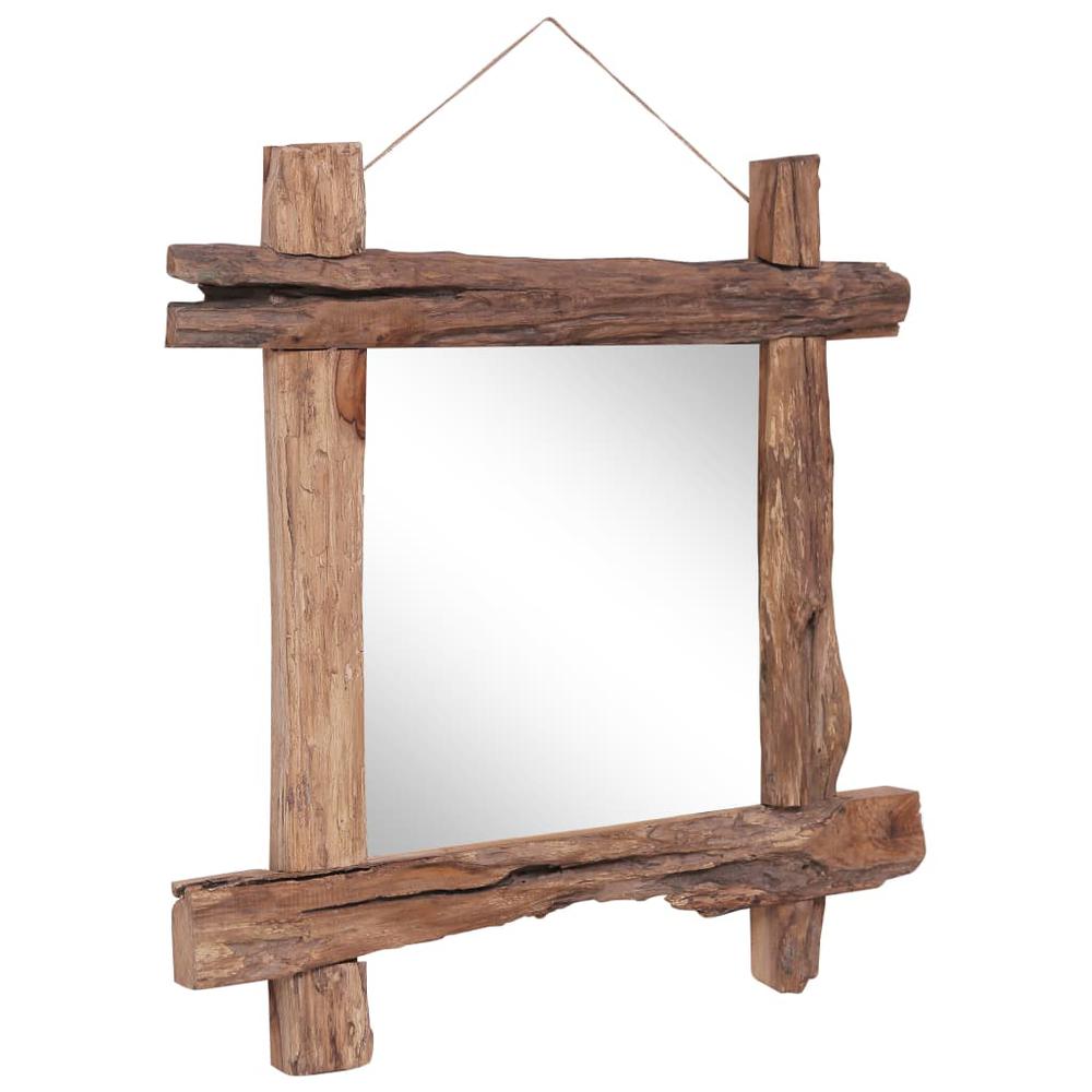 Log Mirror Natural 27.6"x27.6" Solid Reclaimed Wood. Picture 5