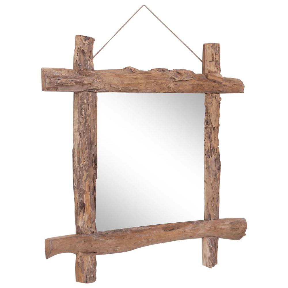Log Mirror Natural 27.6"x27.6" Solid Reclaimed Wood. Picture 6
