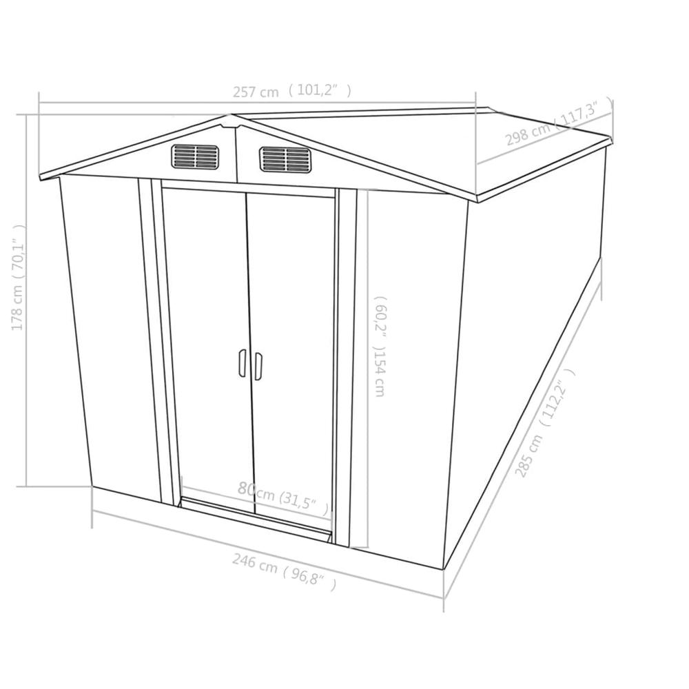 vidaXL Garden Shed 101.2"x117.3"x70.1" Metal Anthracite, 46307. Picture 9