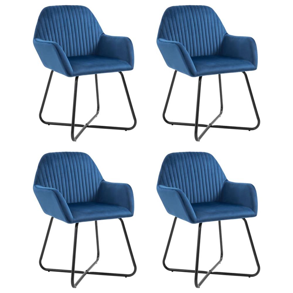 vidaXL Dining Chairs 4 pcs Blue Velvet, 277005. Picture 1