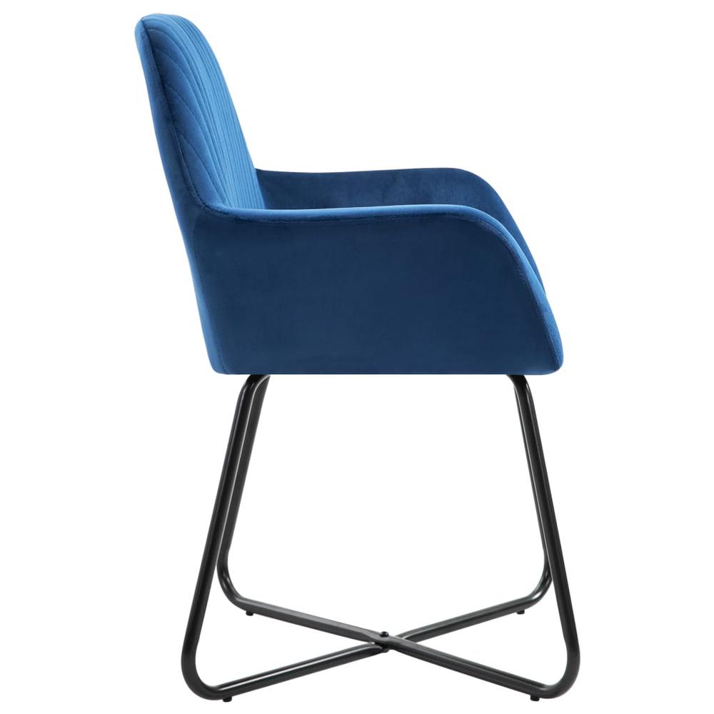 vidaXL Dining Chairs 4 pcs Blue Velvet, 277005. Picture 5