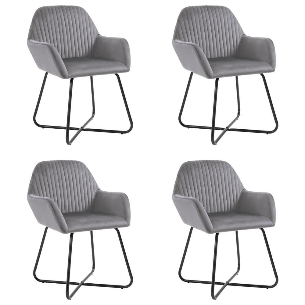 vidaXL Dining Chairs 4 pcs Gray Velvet, 277009. Picture 1