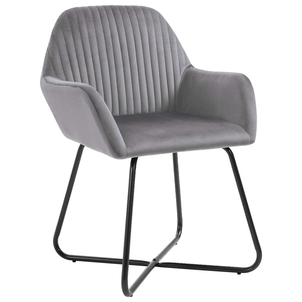 vidaXL Dining Chairs 4 pcs Gray Velvet, 277009. Picture 3