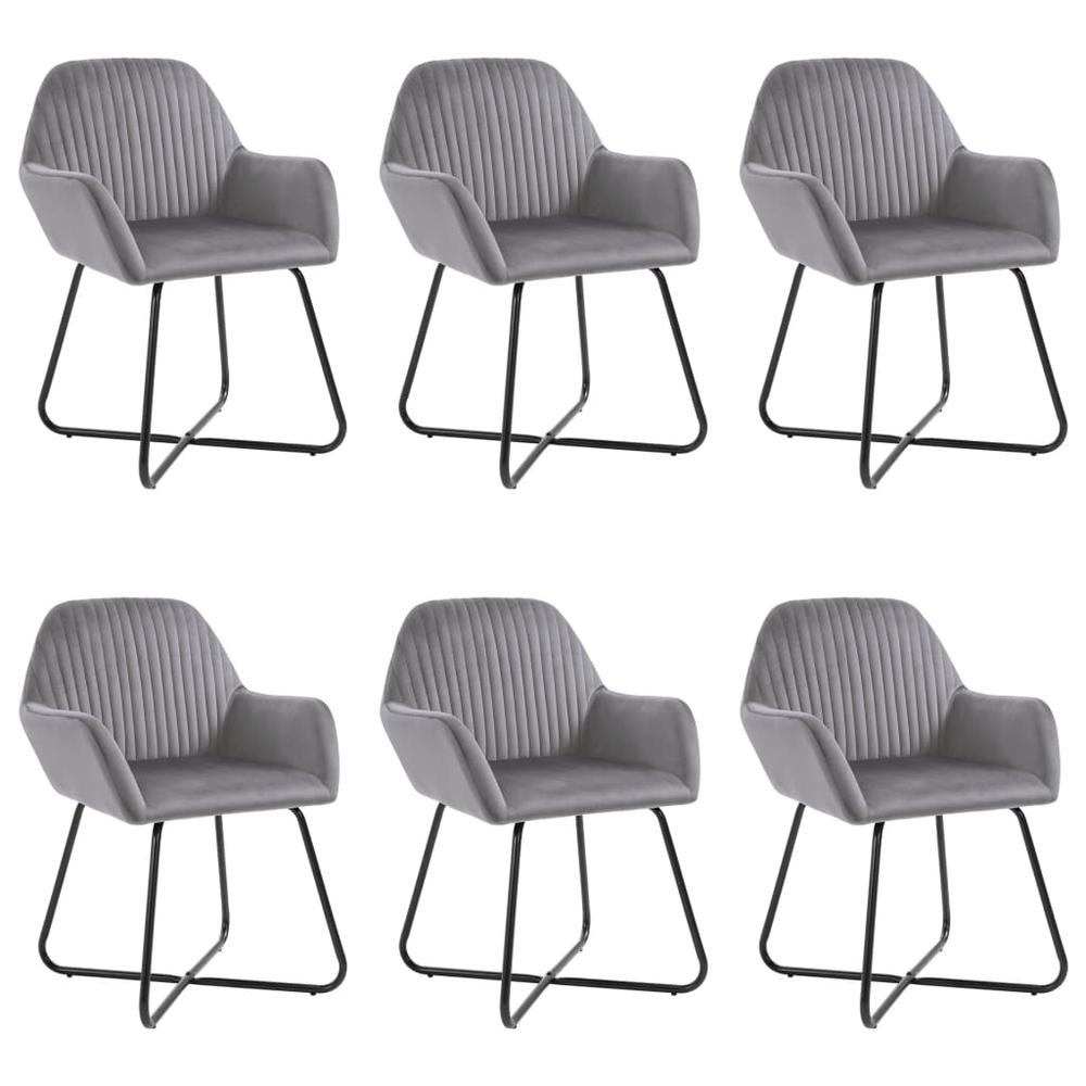 vidaXL Dining Chairs 6 pcs Gray Velvet, 277010. The main picture.