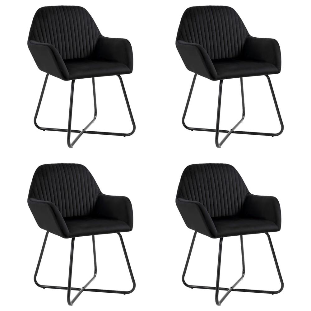 vidaXL Dining Chairs 4 pcs Black Velvet, 277011. Picture 1