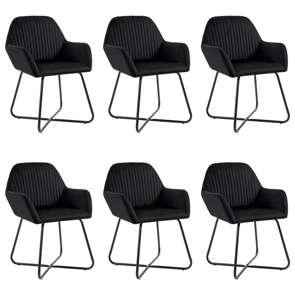 vidaXL Dining Chairs 6 pcs Black Velvet, 277012. Picture 1