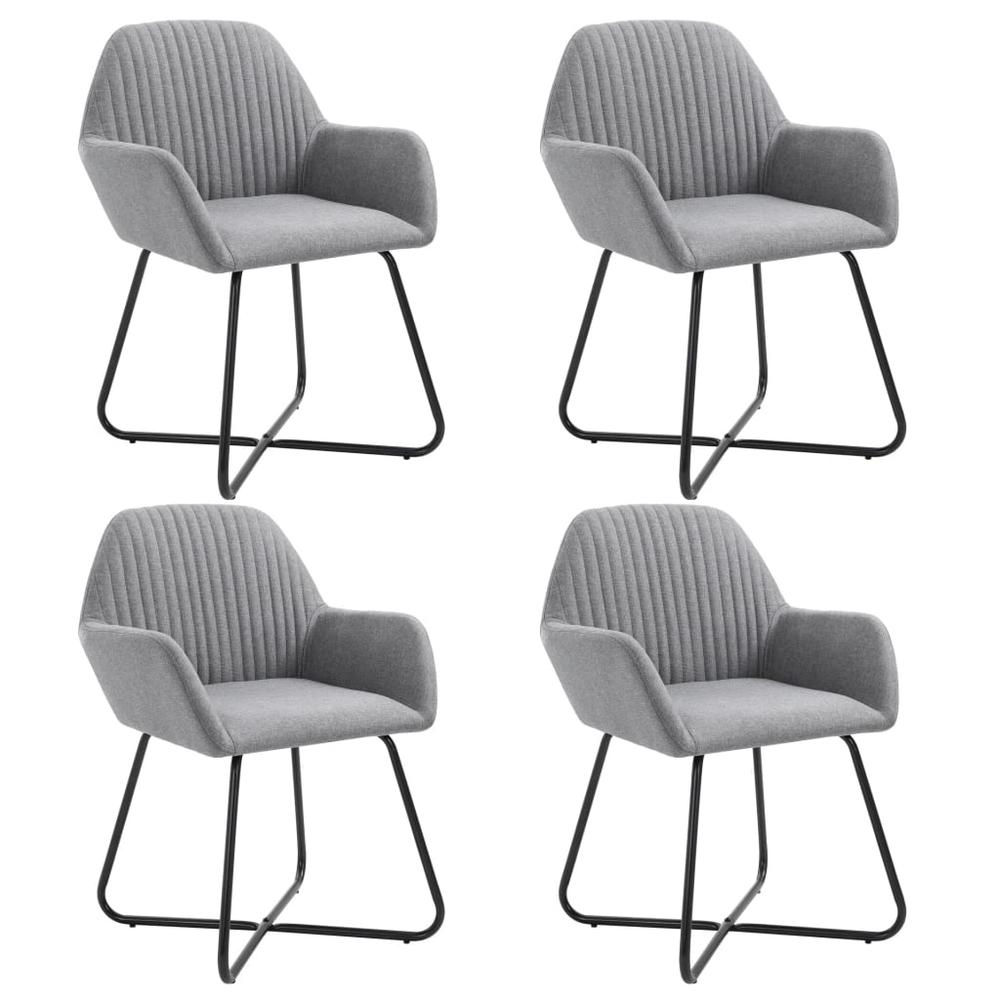 vidaXL Dining Chairs 4 pcs Light Gray Fabric, 277094. Picture 1