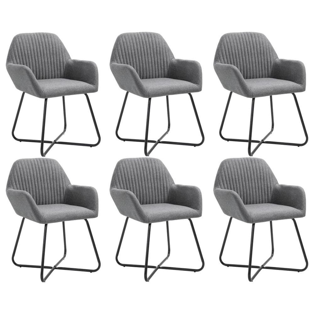 vidaXL Dining Chairs 6 pcs Dark Gray Fabric, 277097. Picture 1
