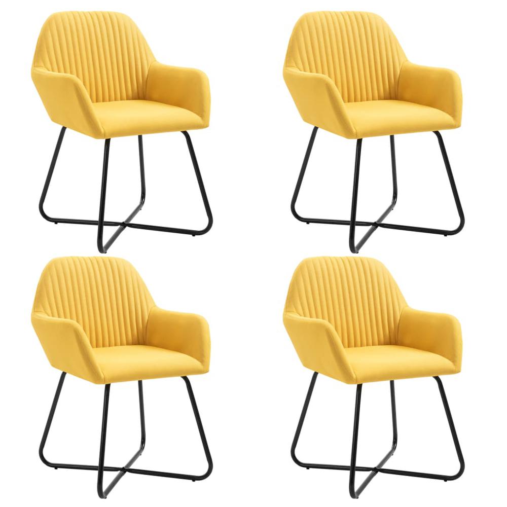 vidaXL Dining Chairs 4 pcs Yellow Fabric, 277108. Picture 1