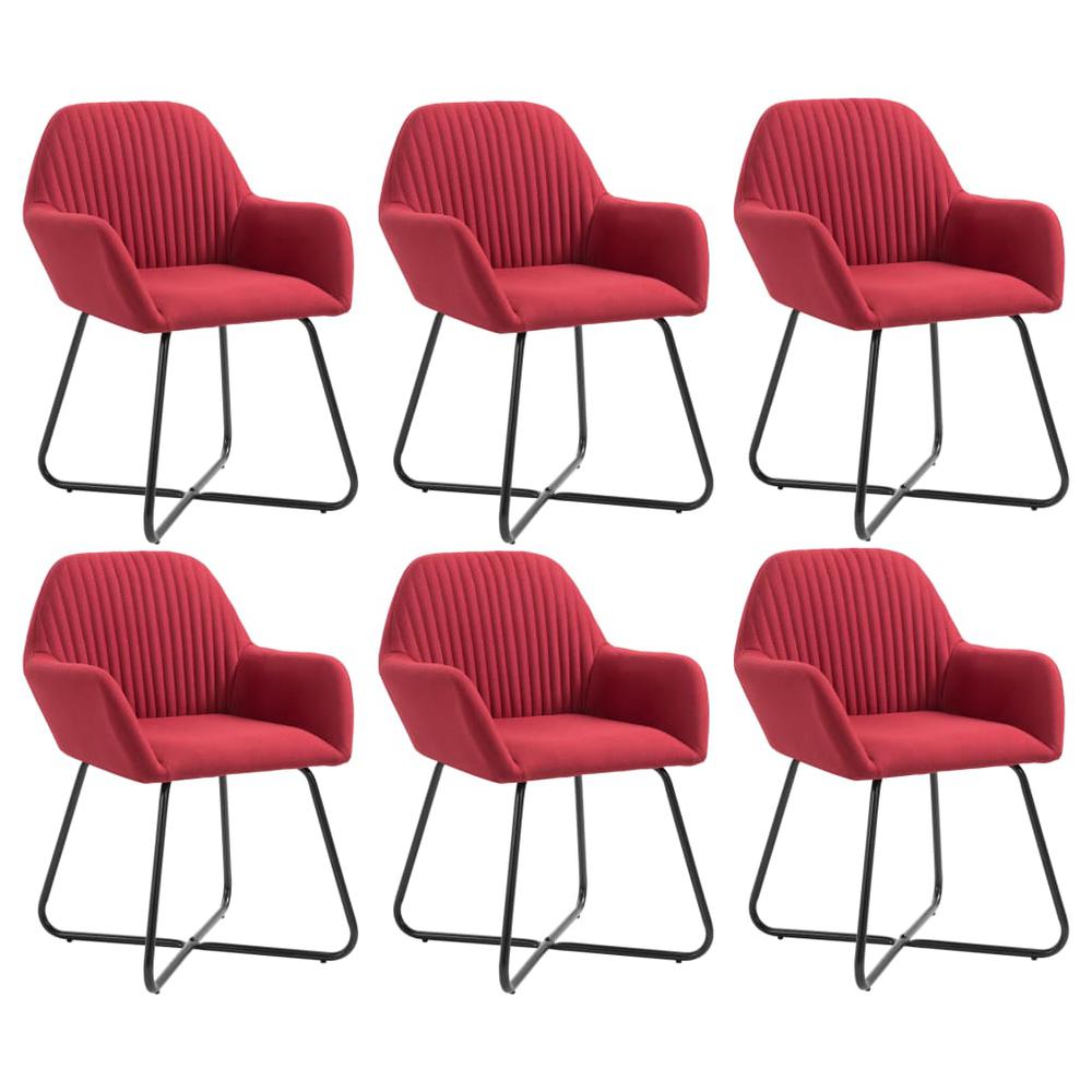 vidaXL Dining Chairs 6 pcs Wine Red Fabric, 277111. Picture 1