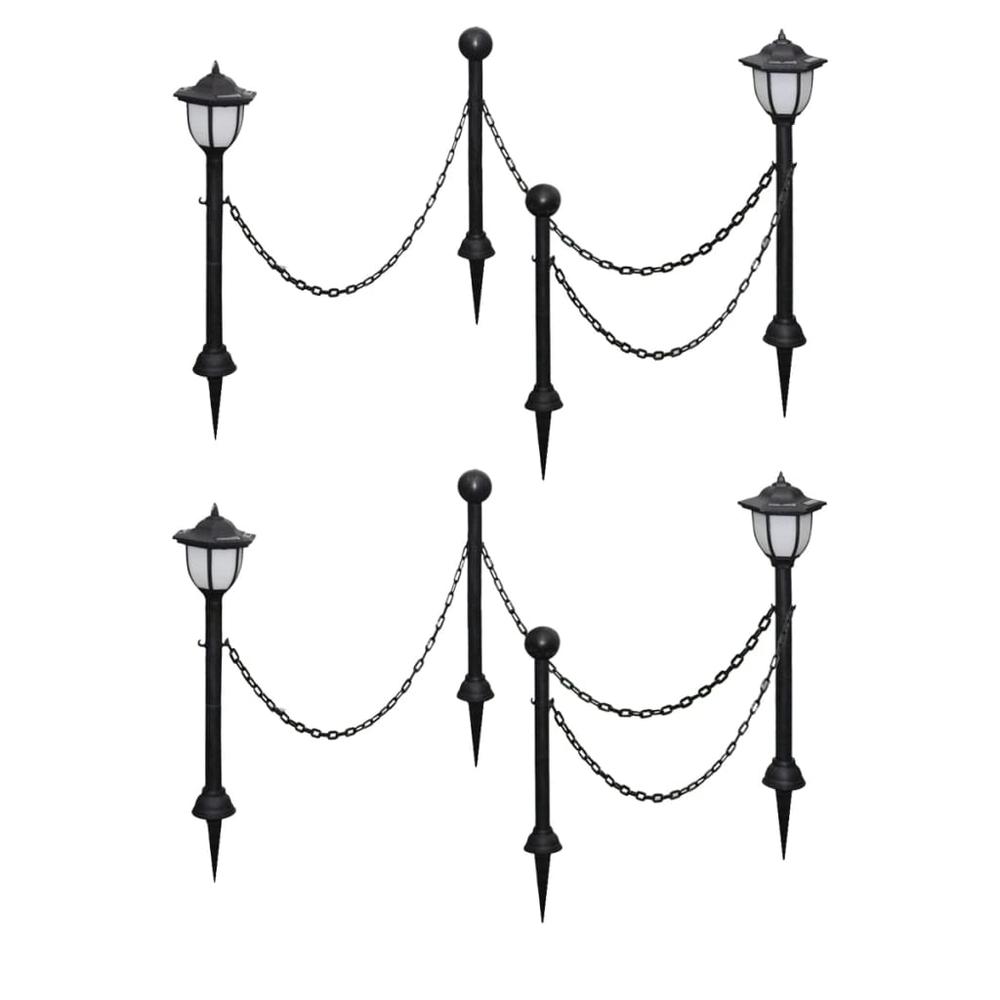 vidaXL Solar Lights 4 pcs with Chain Fence and Poles 7119. Picture 1