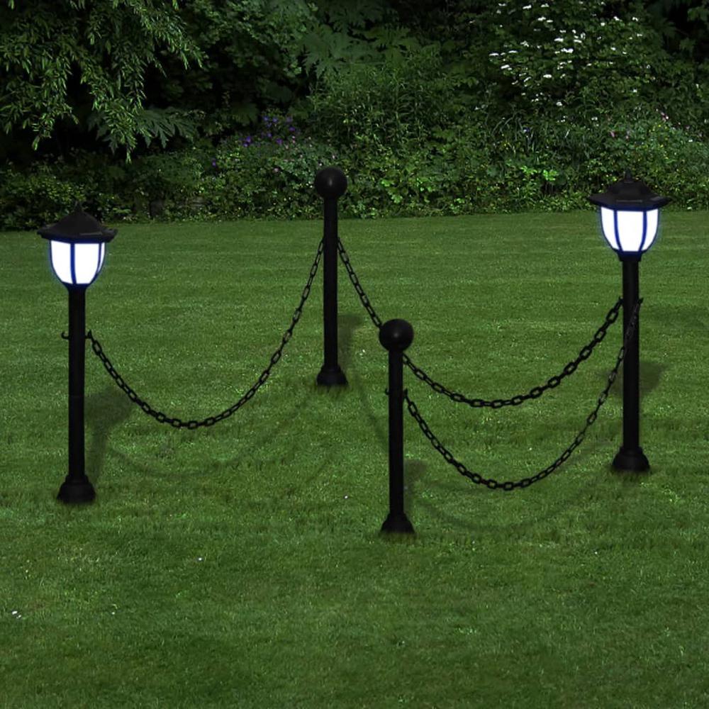 vidaXL Solar Lights 4 pcs with Chain Fence and Poles 7119. Picture 2