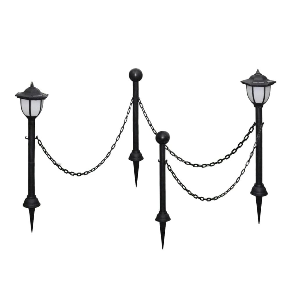 vidaXL Solar Lights 4 pcs with Chain Fence and Poles 7119. Picture 3