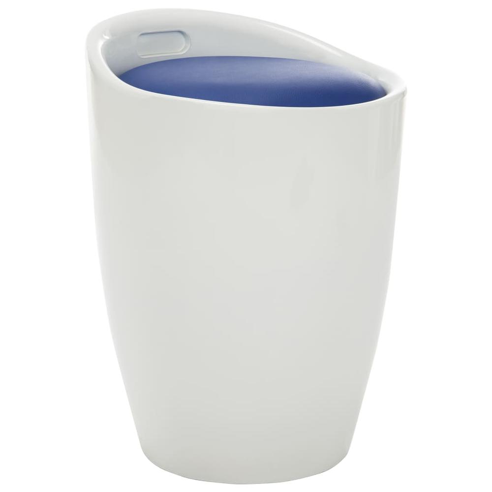 vidaXL Storage Stool White and Blue Faux Leather, 249798. Picture 1