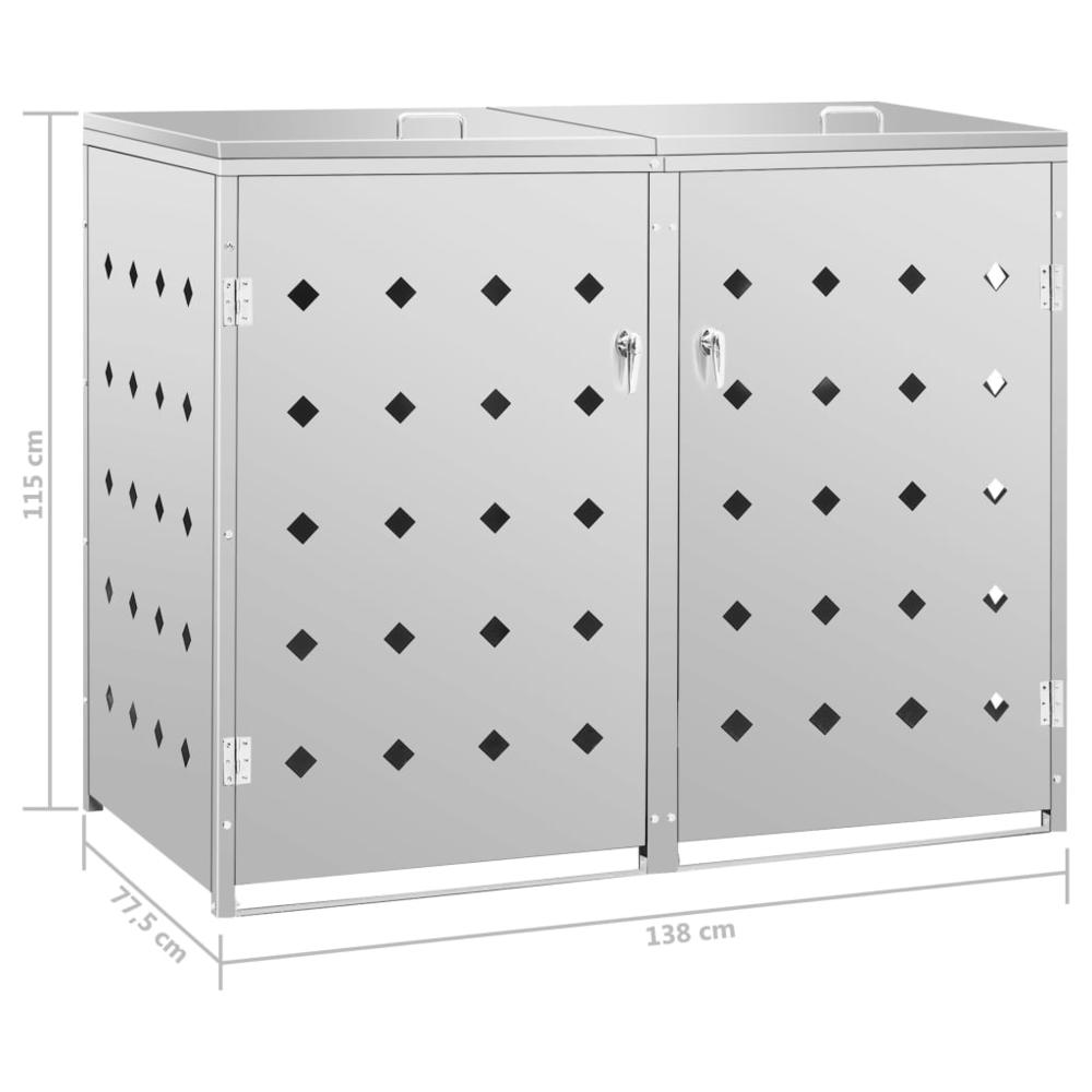 Double Wheelie Bin Shed 63.4 gal Stainless Steel. Picture 8