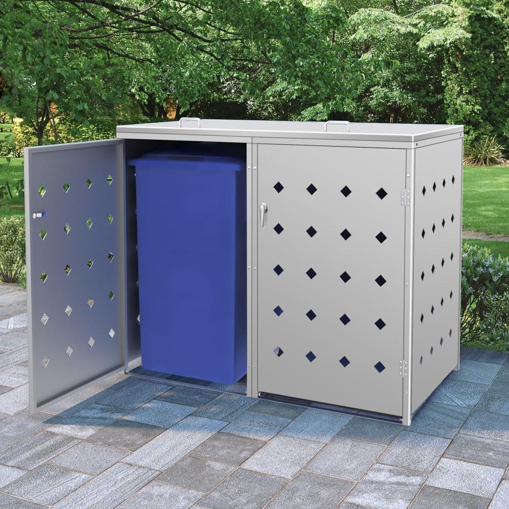 Double Wheelie Bin Shed 63.4 gal Stainless Steel. Picture 9