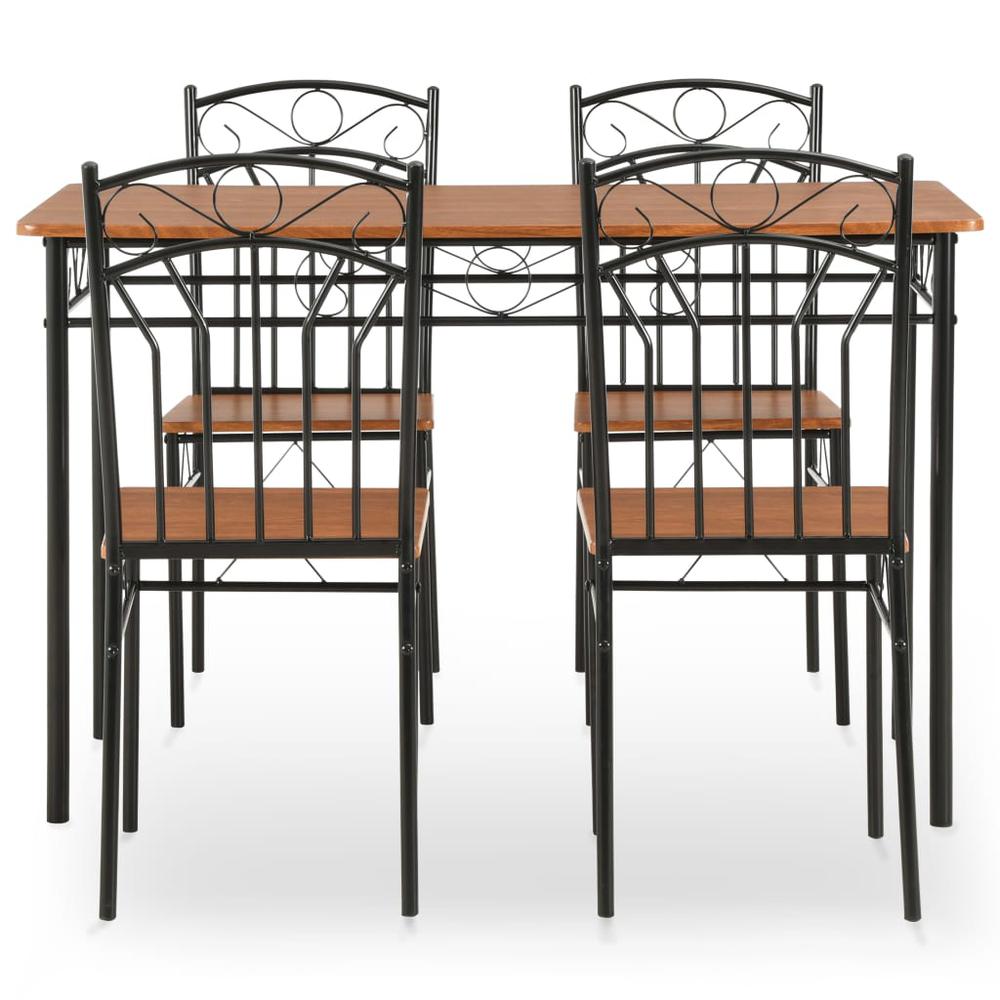vidaXL 5 Piece Dining Set MDF and Steel Brown 1400. Picture 2