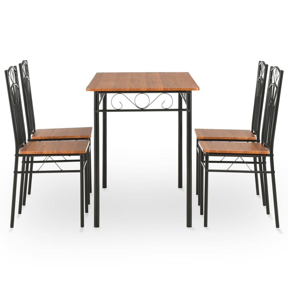 vidaXL 5 Piece Dining Set MDF and Steel Brown 1400. Picture 3