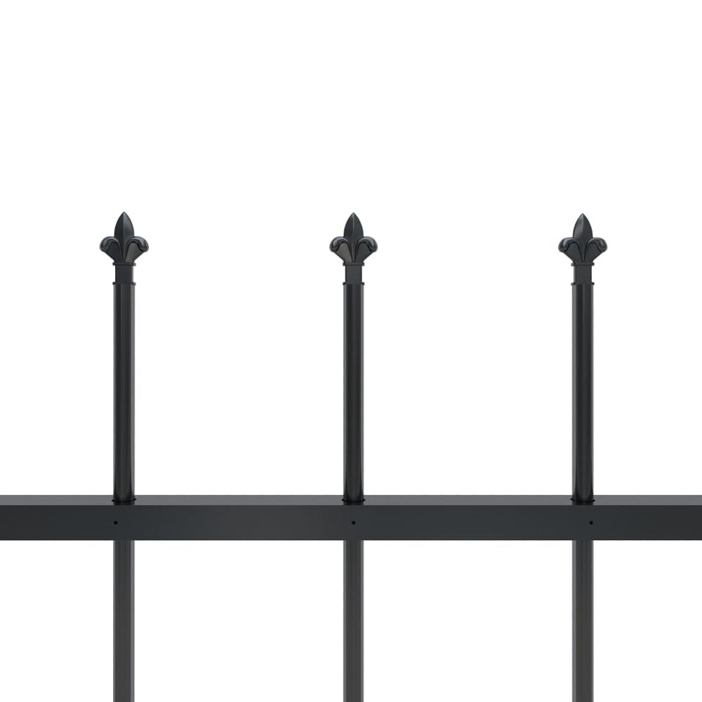 vidaXL Garden Fence with Spear Top Steel 334.6"x23.6" Black, 277597. Picture 4