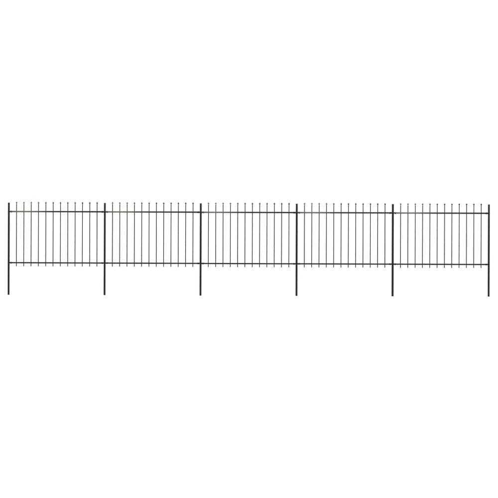 vidaXL Garden Fence with Spear Top Steel 334.6"x47.2" Black, 277624. Picture 1