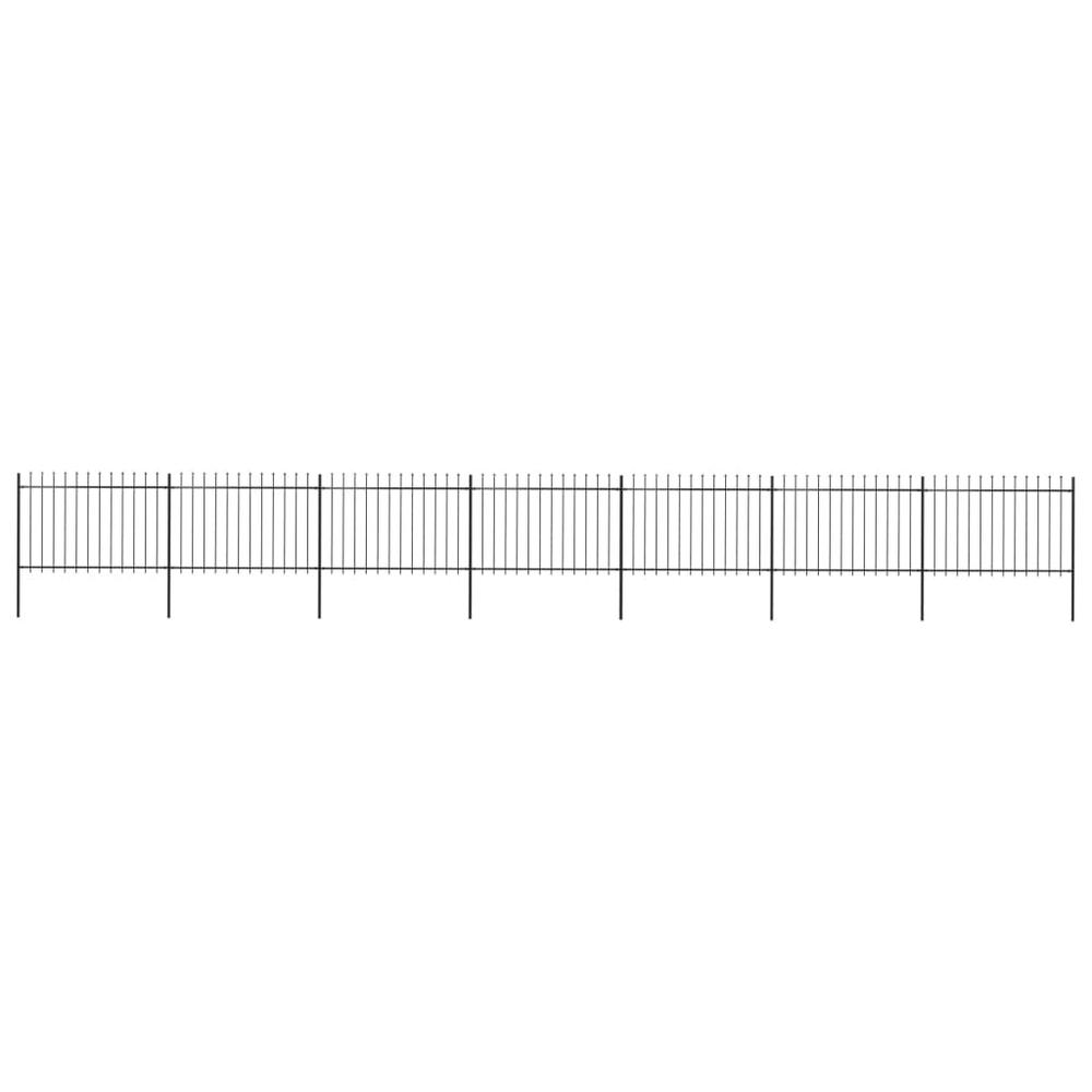 vidaXL Garden Fence with Spear Top Steel 468.5"x47.2" Black, 277626. Picture 1