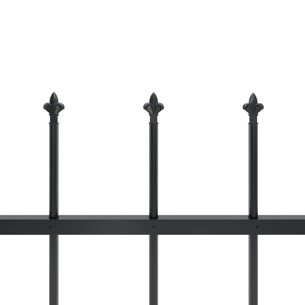 vidaXL Garden Fence with Spear Top Steel 535.4"x47.2" Black, 277627. Picture 4