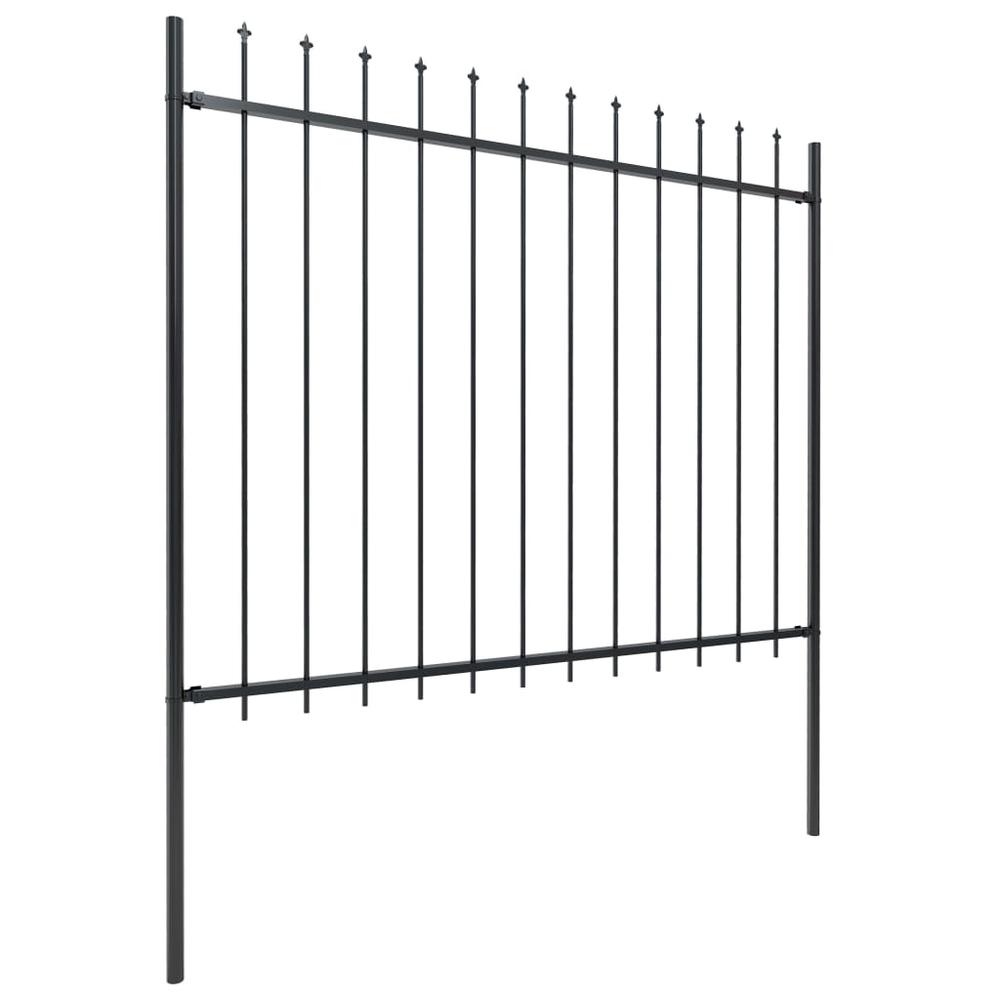 vidaXL Garden Fence with Spear Top Steel 133.9"x59.1" Black, 277630. Picture 2
