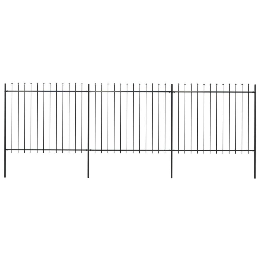 vidaXL Garden Fence with Spear Top Steel 200.8"x59.1" Black, 277631. Picture 1