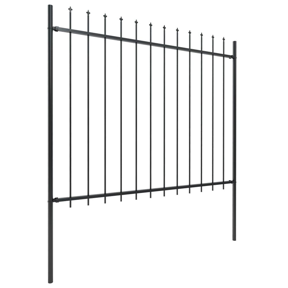 vidaXL Garden Fence with Spear Top Steel 200.8"x59.1" Black, 277631. Picture 2