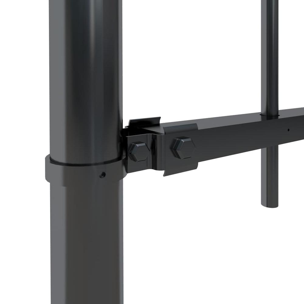 vidaXL Garden Fence with Spear Top Steel 200.8"x59.1" Black, 277631. Picture 3