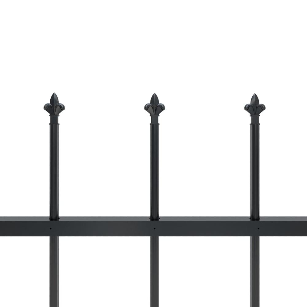 vidaXL Garden Fence with Spear Top Steel 200.8"x59.1" Black, 277631. Picture 4
