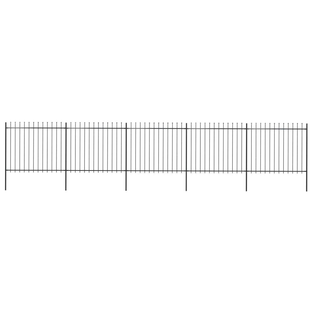 vidaXL Garden Fence with Spear Top Steel 334.6"x59.1" Black, 277633. The main picture.