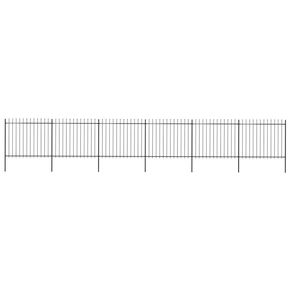 vidaXL Garden Fence with Spear Top Steel 401.6"x59.1" Black, 277634. Picture 1