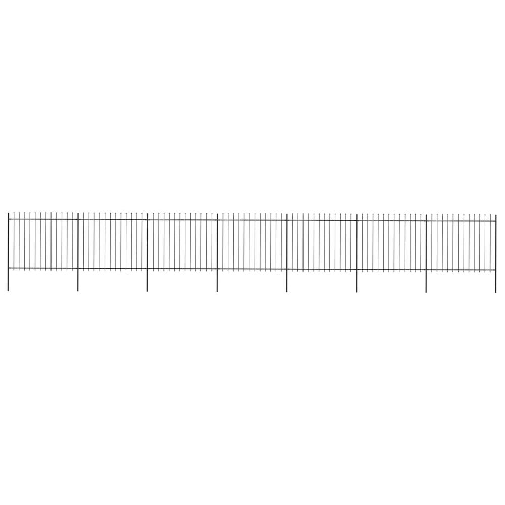 vidaXL Garden Fence with Spear Top Steel 468.5"x59.1" Black, 277635. Picture 1