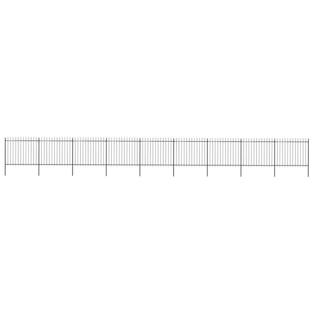 vidaXL Garden Fence with Spear Top Steel 602.4"x59.1" Black, 277637. Picture 1
