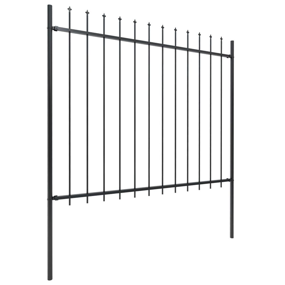 vidaXL Garden Fence with Spear Top Steel 602.4"x59.1" Black, 277637. Picture 2