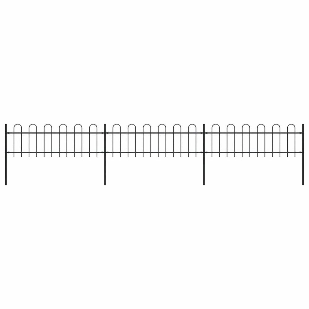 vidaXL Garden Fence with Hoop Top Steel 16.7ft Black, 277640. Picture 1