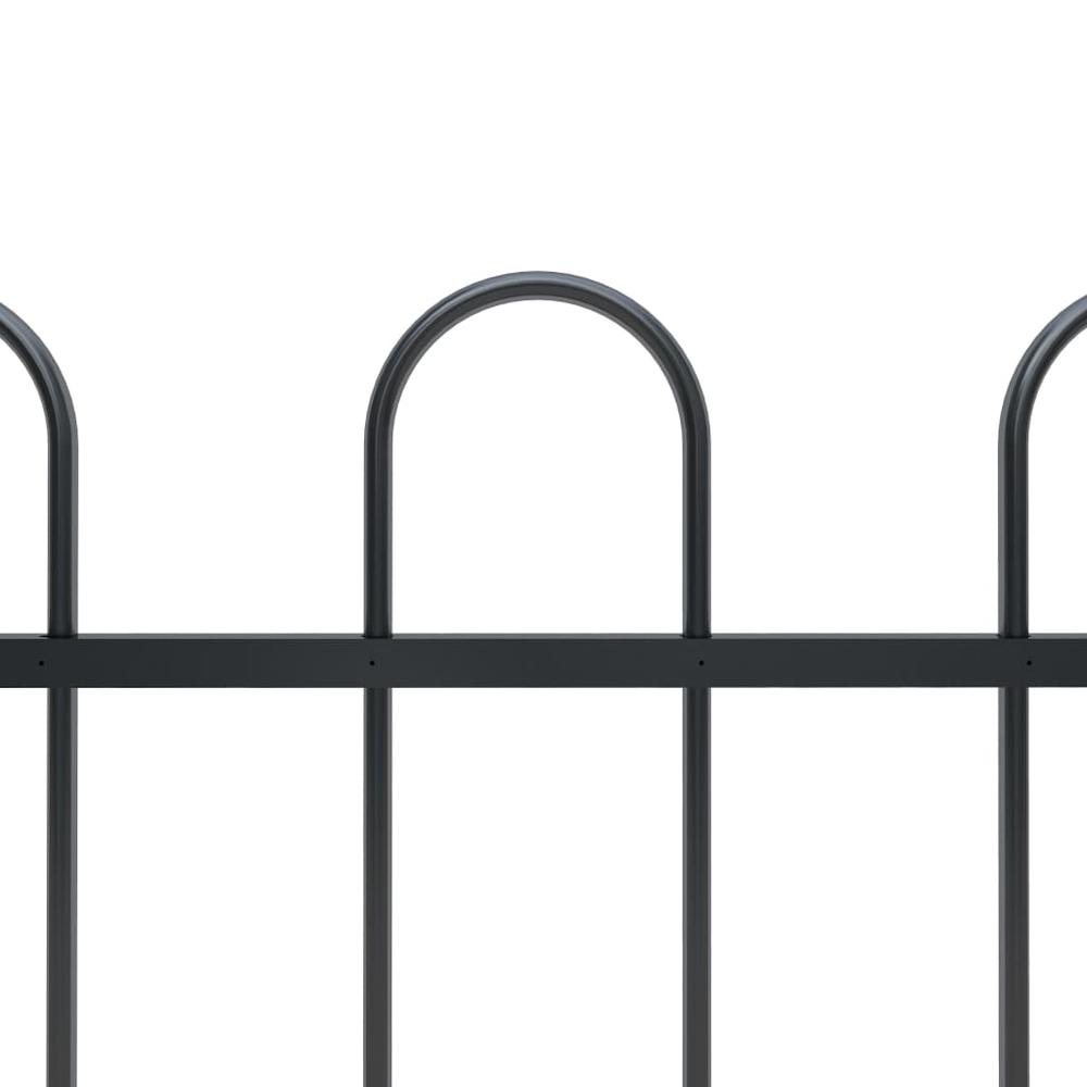 vidaXL Garden Fence with Hoop Top Steel 16.7ft Black, 277640. Picture 3