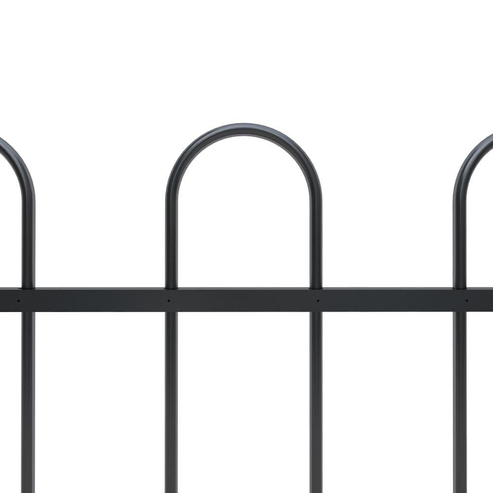 vidaXL Garden Fence with Hoop Top Steel 22.3ft Black, 277641. Picture 3