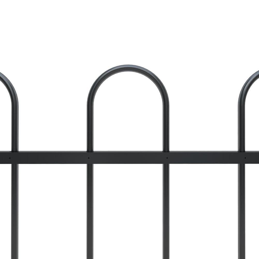 vidaXL Garden Fence with Hoop Top Steel 11.2ft Black, 277657. Picture 3
