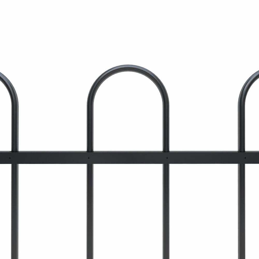 vidaXL Garden Fence with Hoop Top Steel 27.9ft Black, 277660. Picture 3