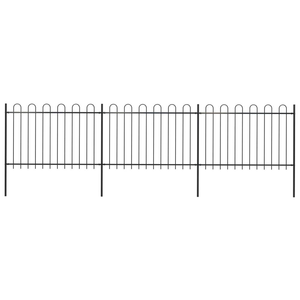 vidaXL Garden Fence with Hoop Top Steel 16.7ft Black, 277667. Picture 1