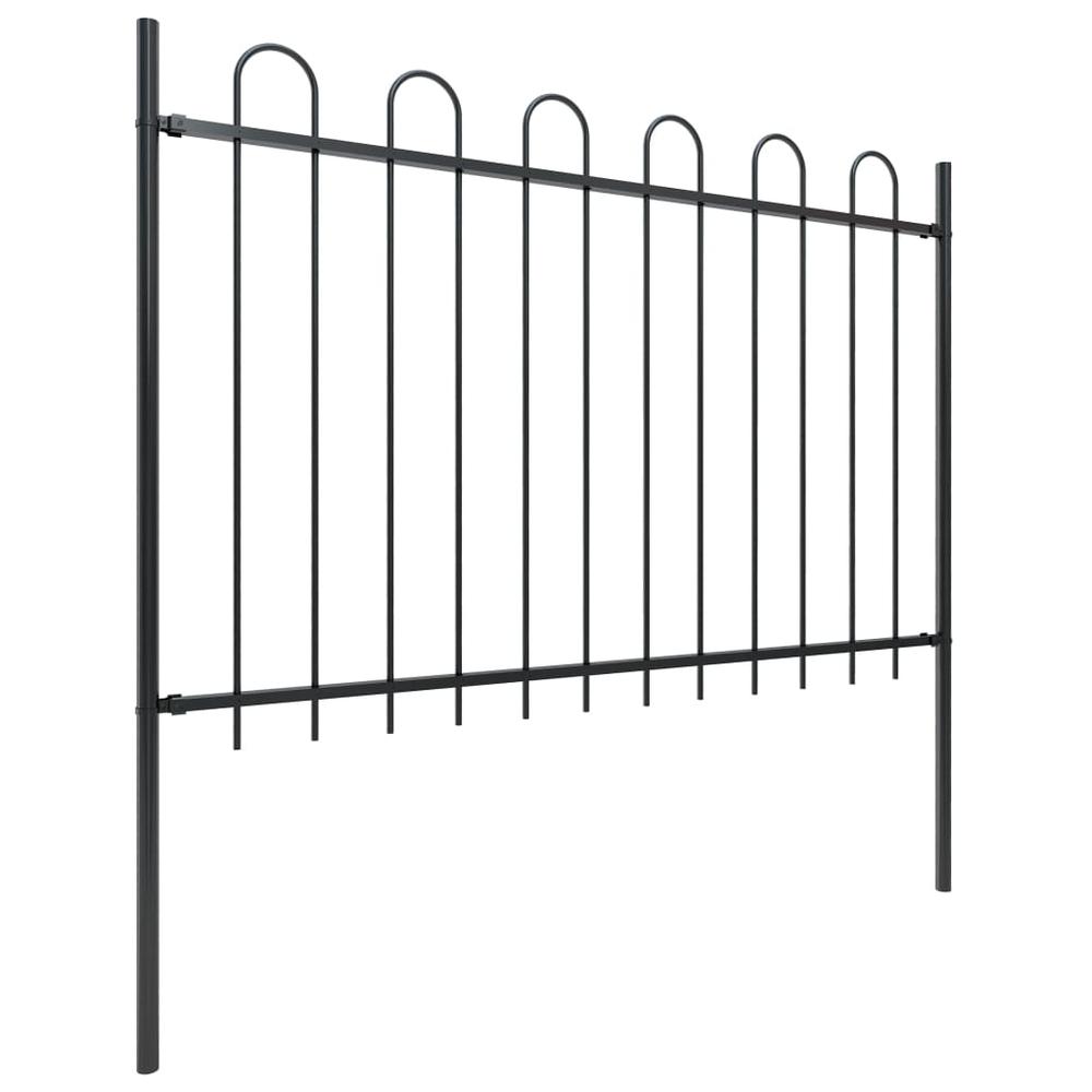 vidaXL Garden Fence with Hoop Top Steel 27.9ft Black, 277669. Picture 2