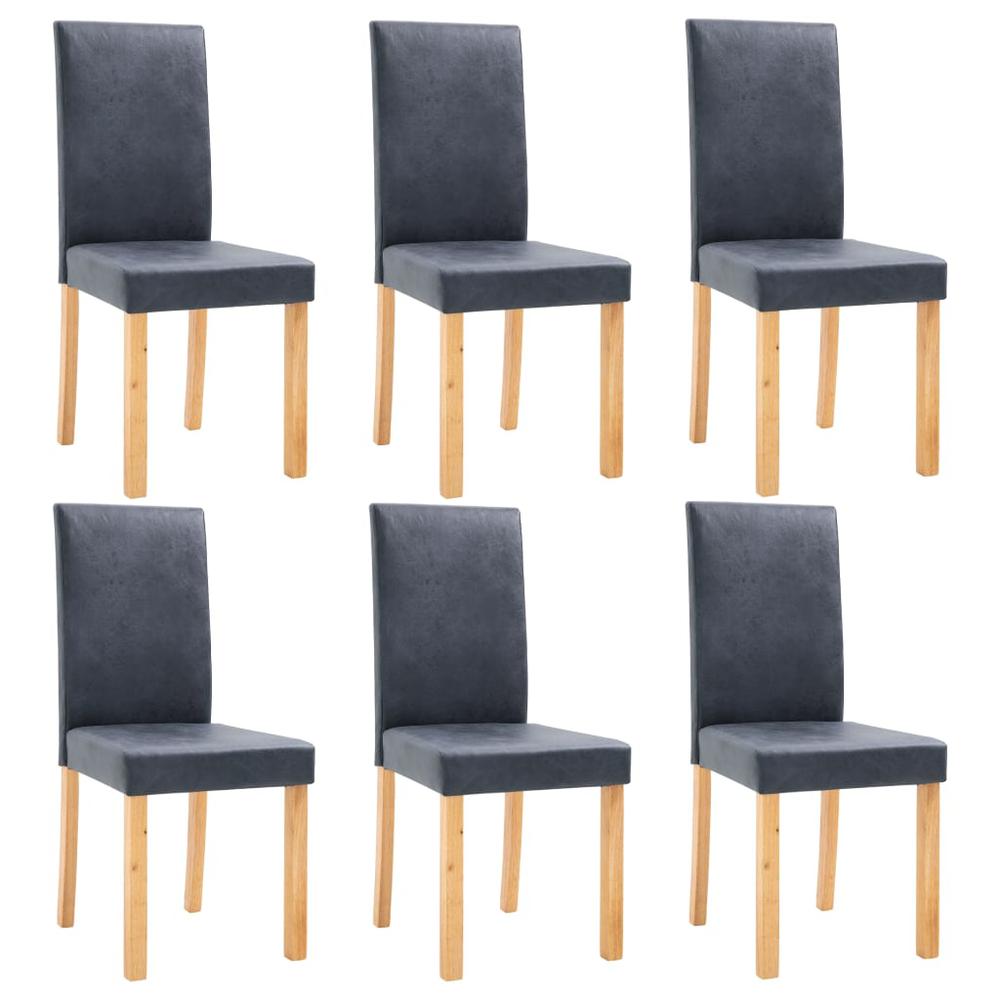 vidaXL Dining Chairs 6 pcs Gray Faux Leather, 277233. Picture 2