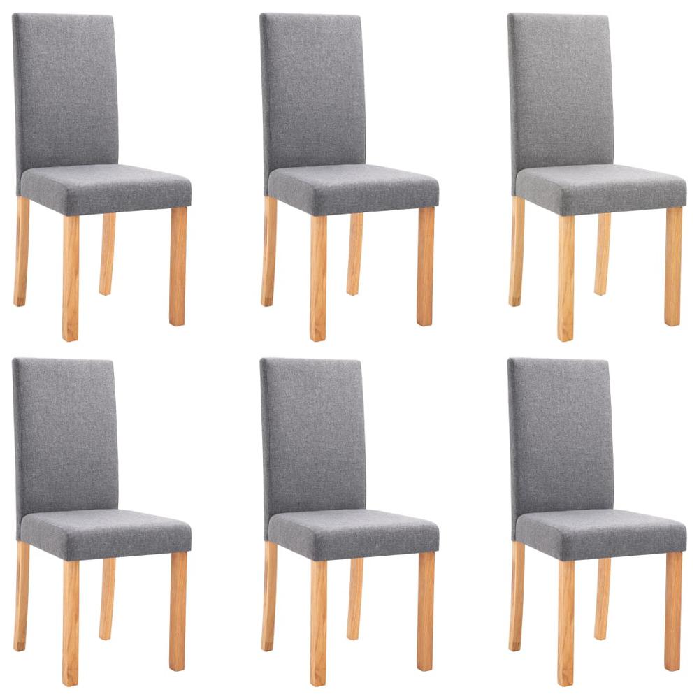 vidaXL Dining Chairs 6 pcs Light Gray Fabric, 277234. Picture 2